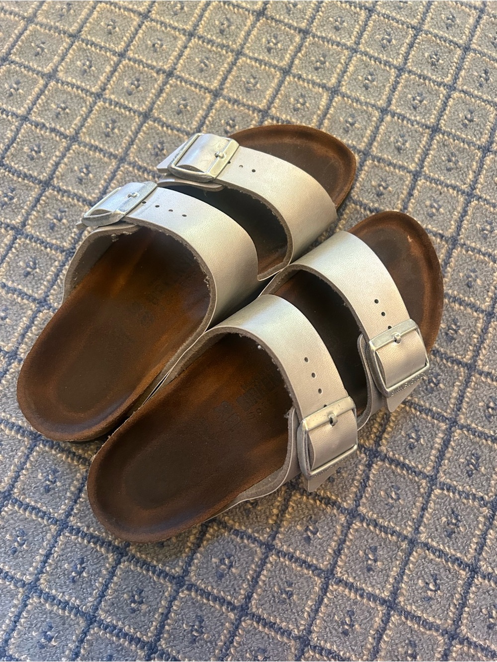 Birkenstock Silver Two-Strap Sandals